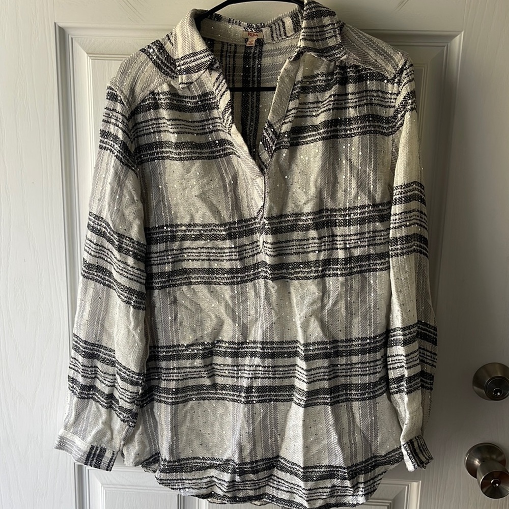 Sequin plaid flannel shirt 👚